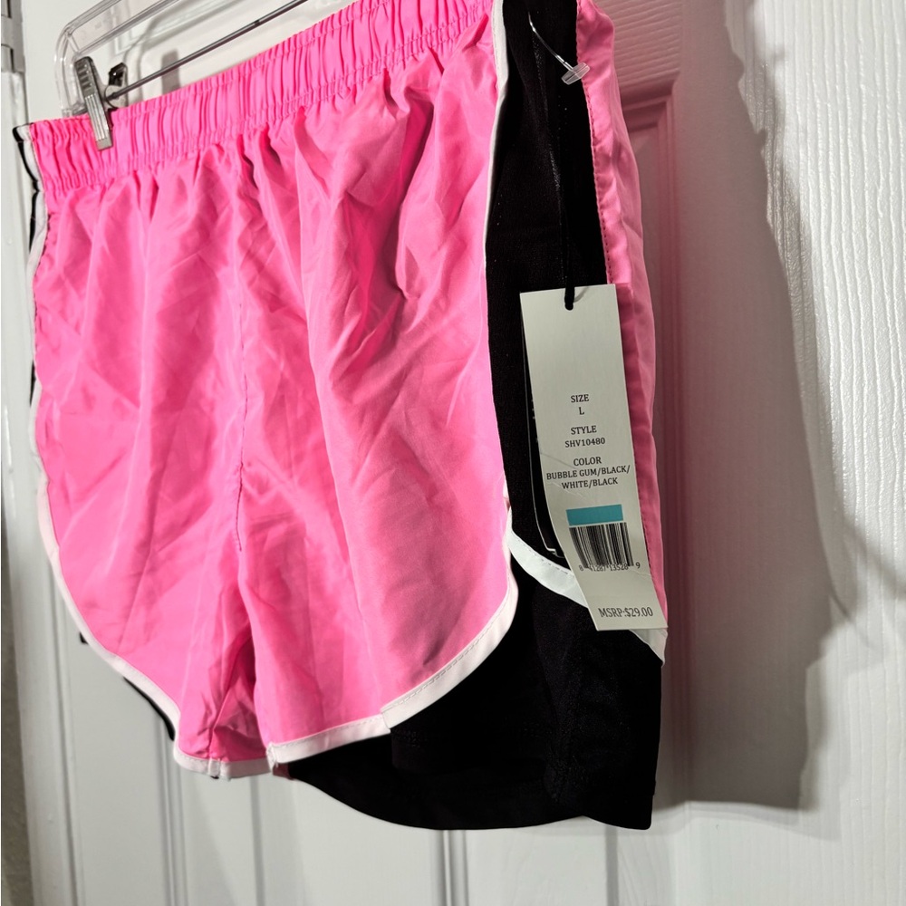 Velocity Pink and Black Running Shorts with Contrasting Trim